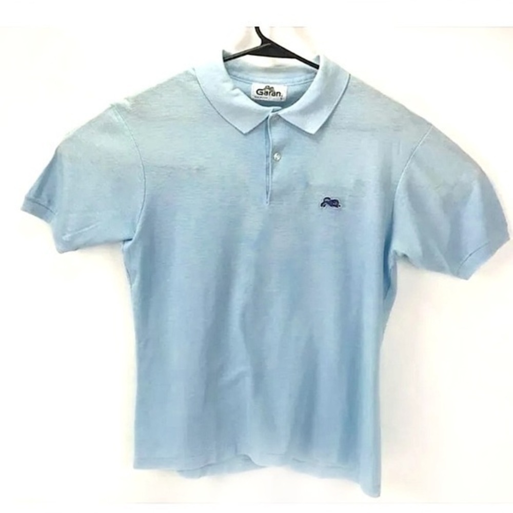 Garan Polo Shirt Blue Golf Large Eighties Prep